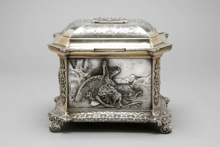 19th Century Sterling Silver Table Box For Sale