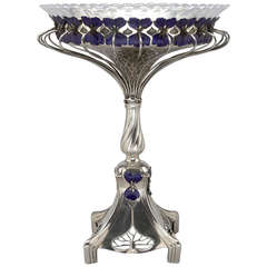 Unique Sterling Silver And Enamel Table Centerpiece