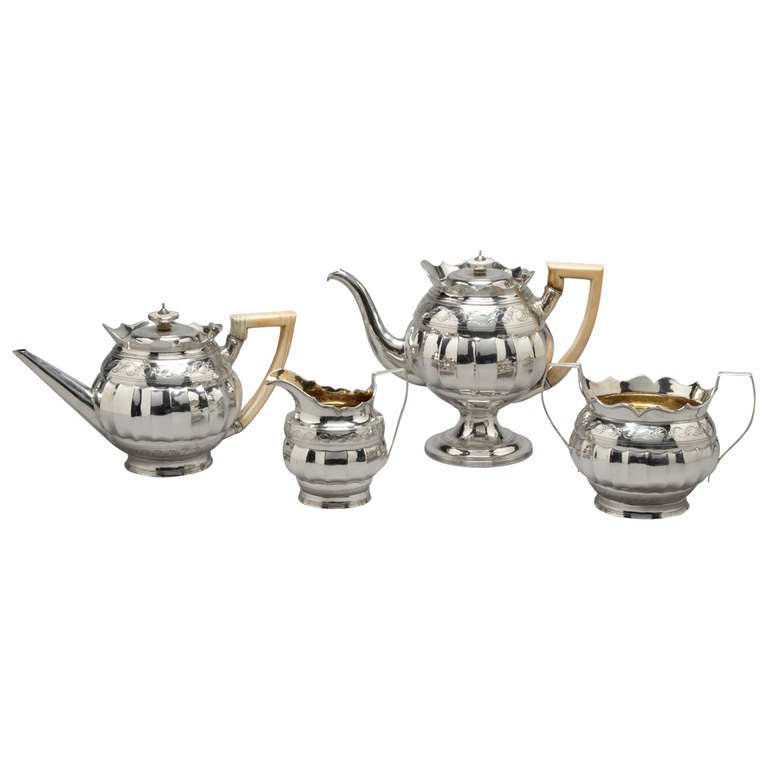 Antique Sterling Silver Tea & Coffee service For Sale