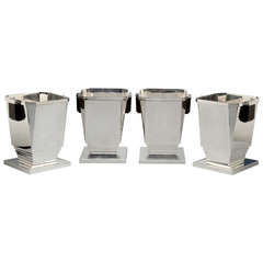 Set of Four Sterling Silver Wine Coolers