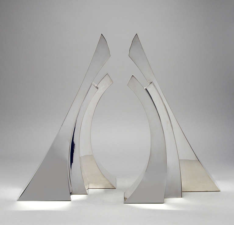 Contemporary Sterling Silver Sculptural Centerpiece For Sale