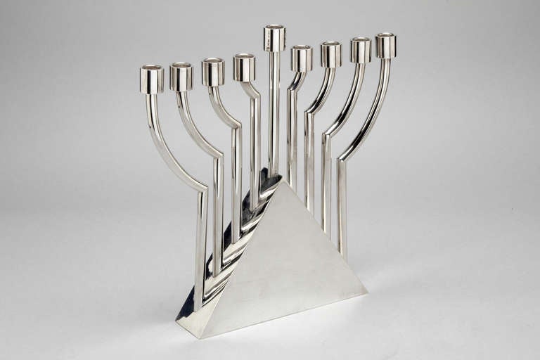 Sterling Silver Menorah In Excellent Condition For Sale In West Hollywood, CA