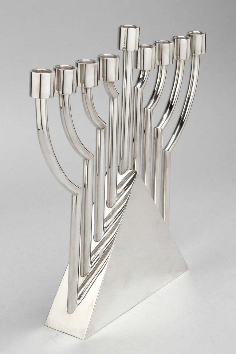 20th Century Sterling Silver Menorah For Sale