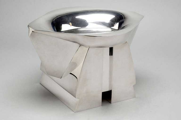 Unusual Table Centerpiece 
Damian Garrido
Spain, 1997
Limited edition, 3/20
Model  AZTECA

This is an early example of rare and unique design by the celebrated silversmith Damian Garrido

Ht: 10 inches.