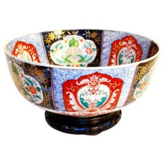 Vintage Japanese Imari Bowl with Ebony Base