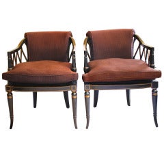 Pair of Hand-Painted Regency-Style Upholstered Chairs