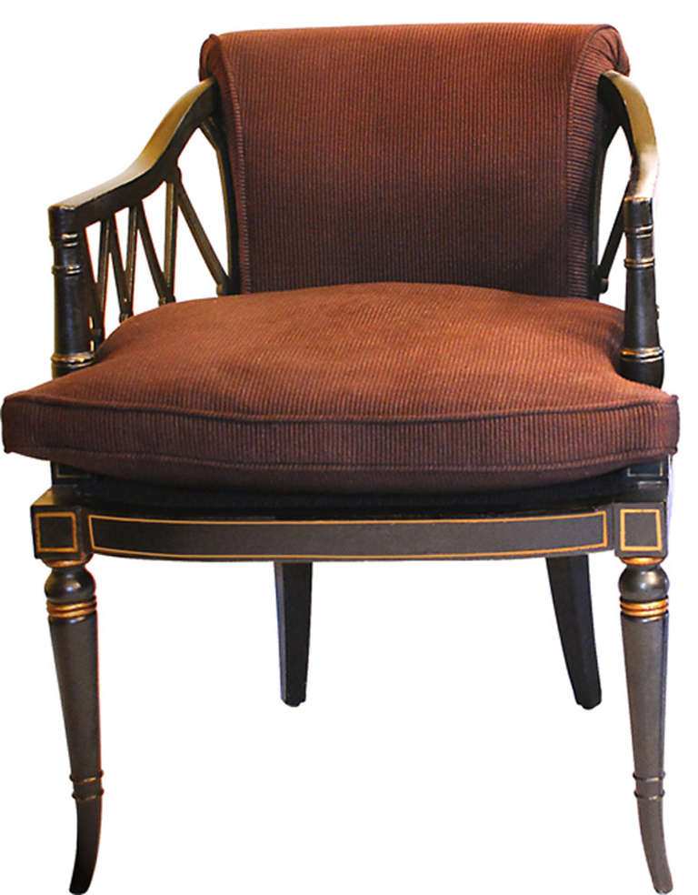 Pair of Hand-Painted Regency-Style Upholstered Chairs