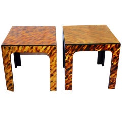 Pair of Modern Hand-Painted Parsons Tables