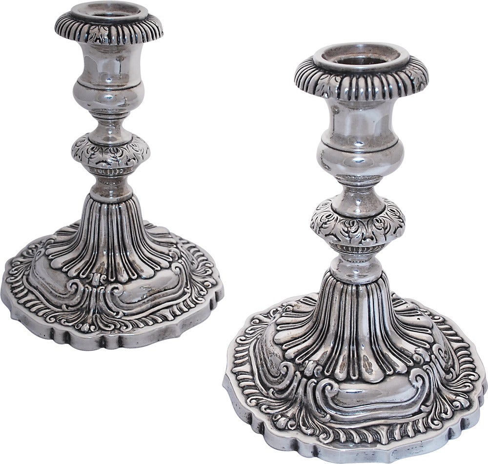 English Antique Sterling Silver Candlesticks For Sale
