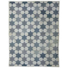 Antique American Quilt, Star of David pattern, Blue and White, circa 1900