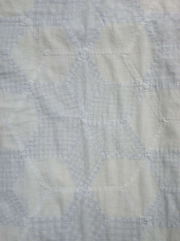 American Quilt, Star of David pattern, Blue and White, circa 1900 For Sale 1