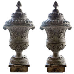 Pair of Louis XIV Cast Iron Urns