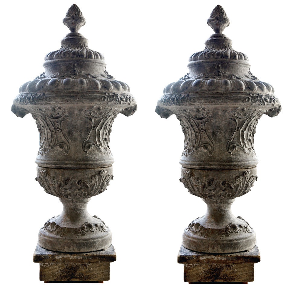 Pair of Louis XIV Cast Iron Urns For Sale