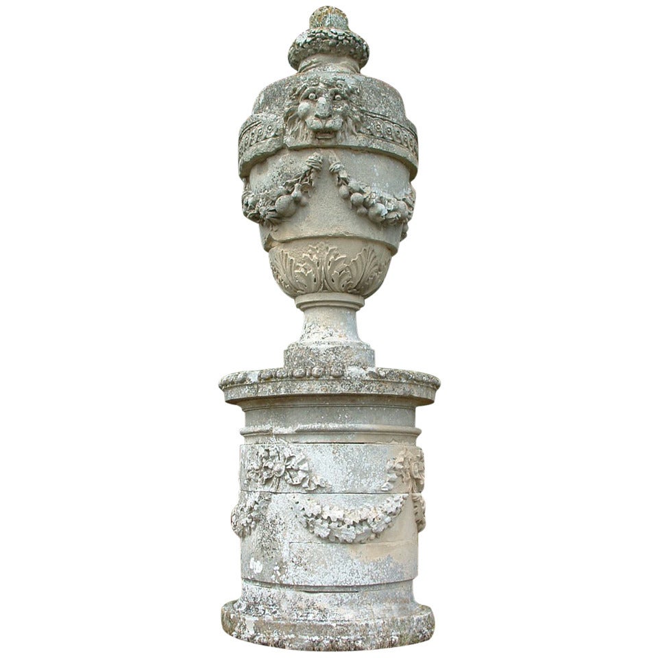 Monumental Louis XVI Urn on Pedestal For Sale
