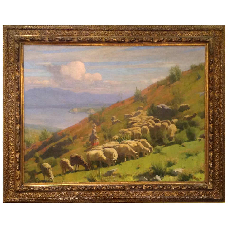 Oreste Pizio "Shepherdess and Flock" 1932 For Sale