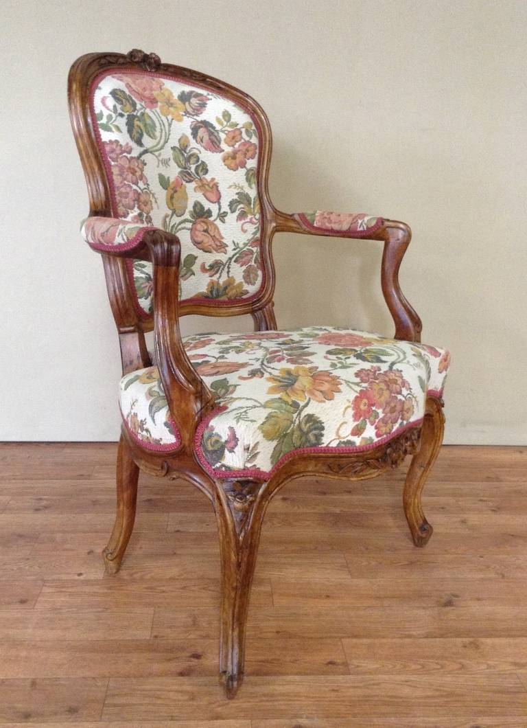 Suite of Four French Louis XV Cabriolets Armchairs
