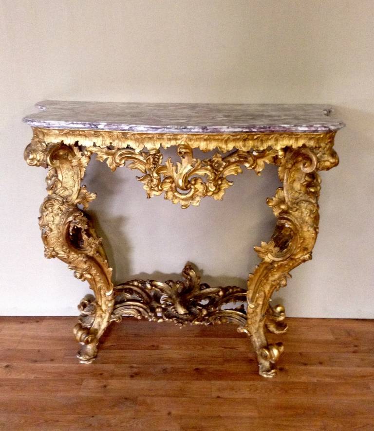 18th Century Italian (Genova) Giltwood Console Table