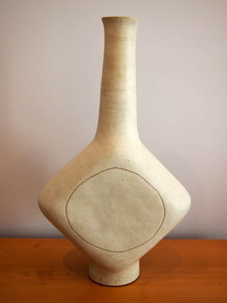 Italian Pair of 1980's Ceramic Vases by Bruno Gambone