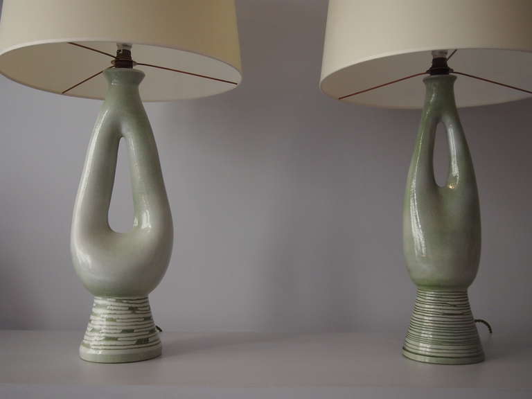 Milieu du XXe siècle Lampe Céramique Guillaume Met De Penninghen 1960