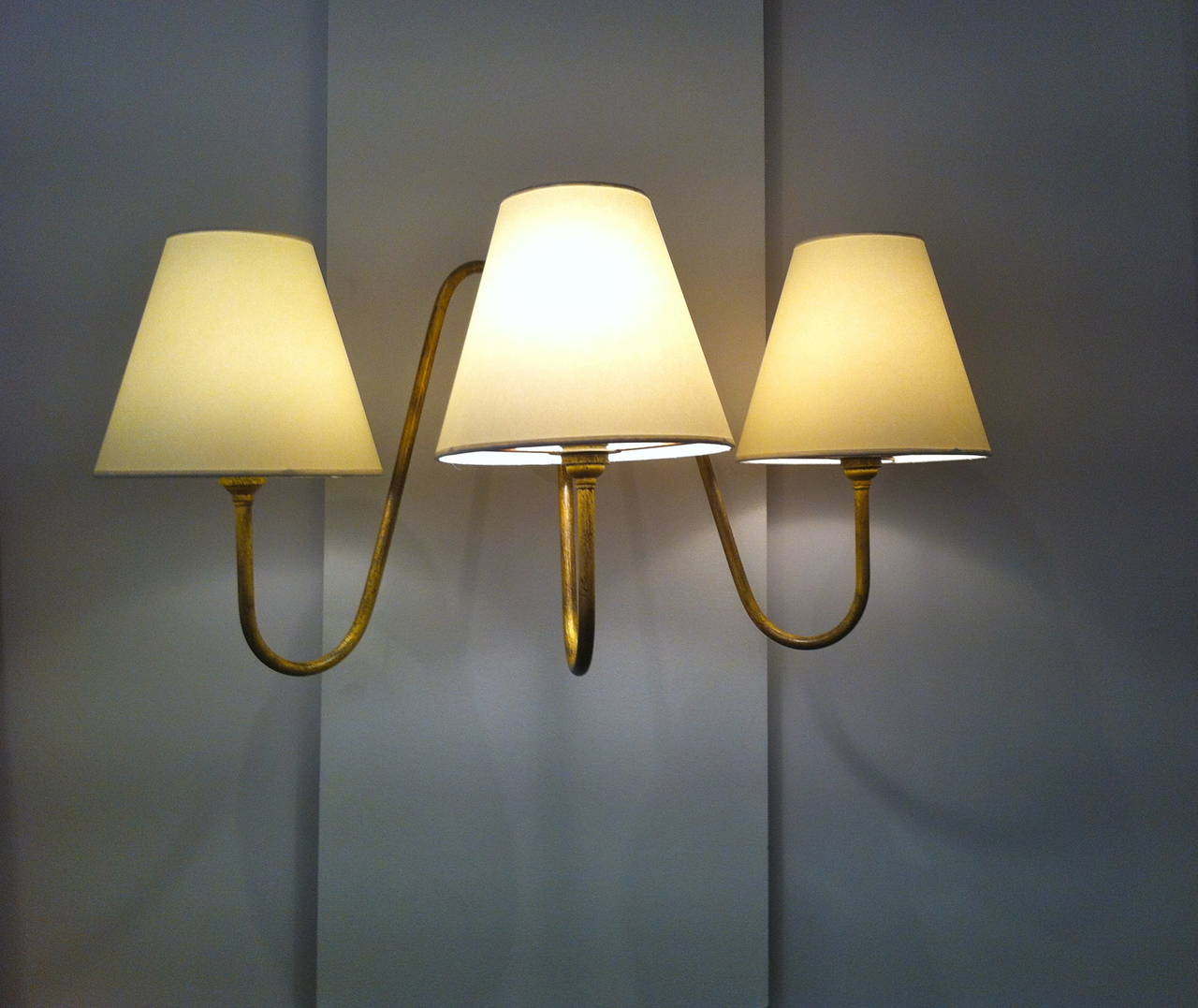 French Jean Royère, Pair of Wall Lamps 
