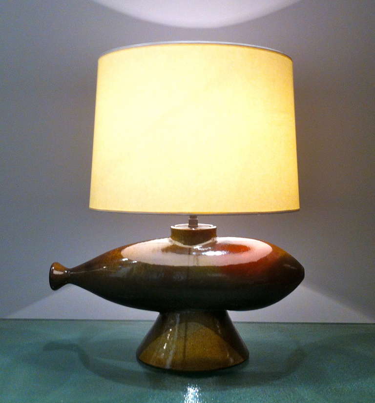 French 1960s Ceramic Table Lamp by G.Met De Pennighen
