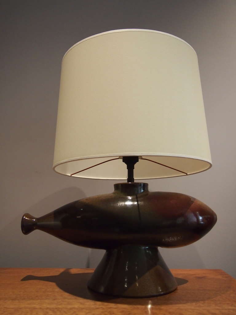 1960s Ceramic Table Lamp by G.Met De Pennighen In Excellent Condition In Paris, FR
