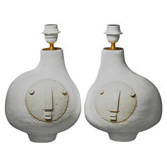 DaLo Pair of White Ceramic Lamps