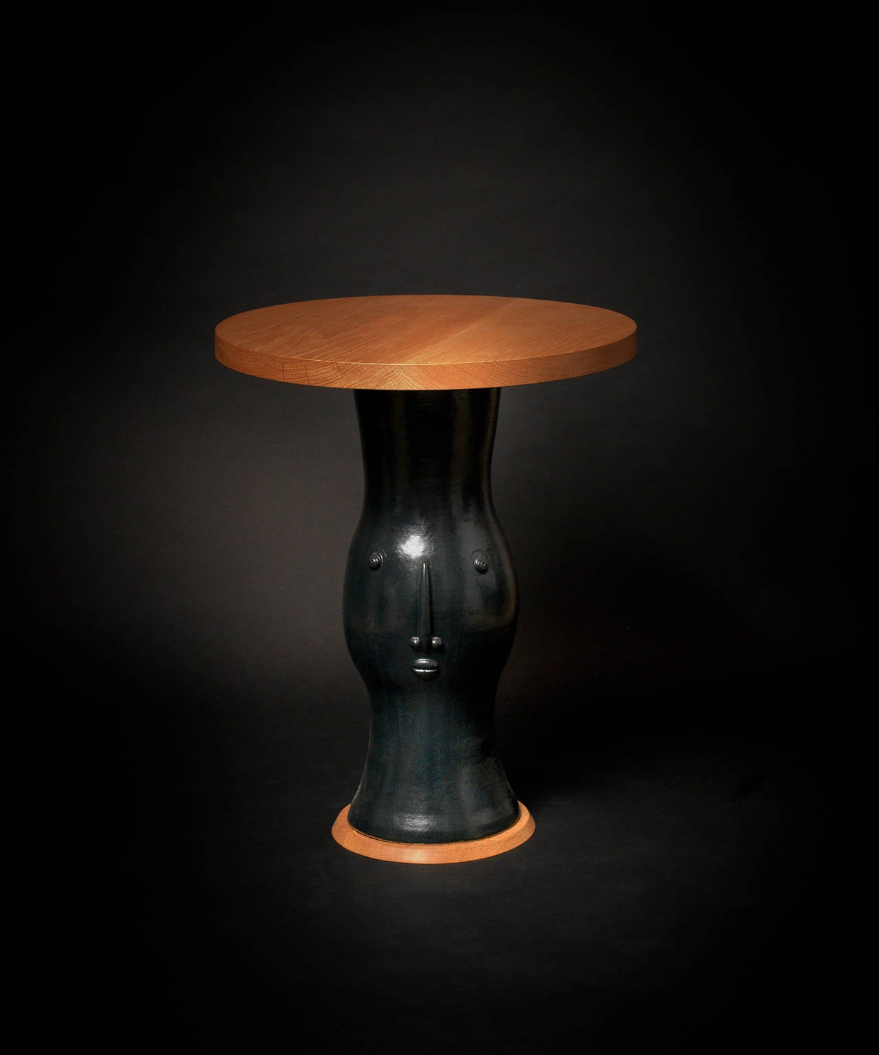 Ceramic and Oak Gueridon Table by DaLo