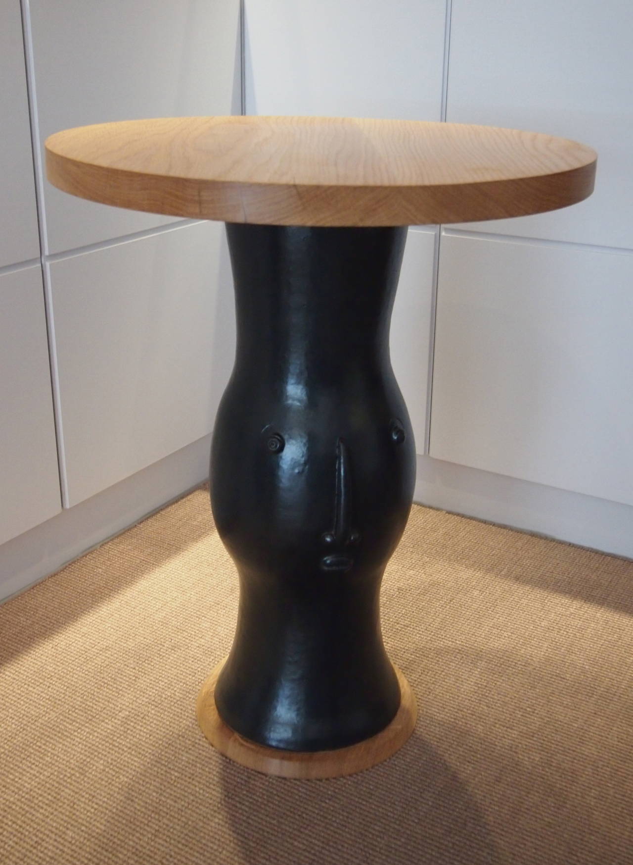 Ceramic and Oak Gueridon Table by DaLo In Excellent Condition In Paris, FR