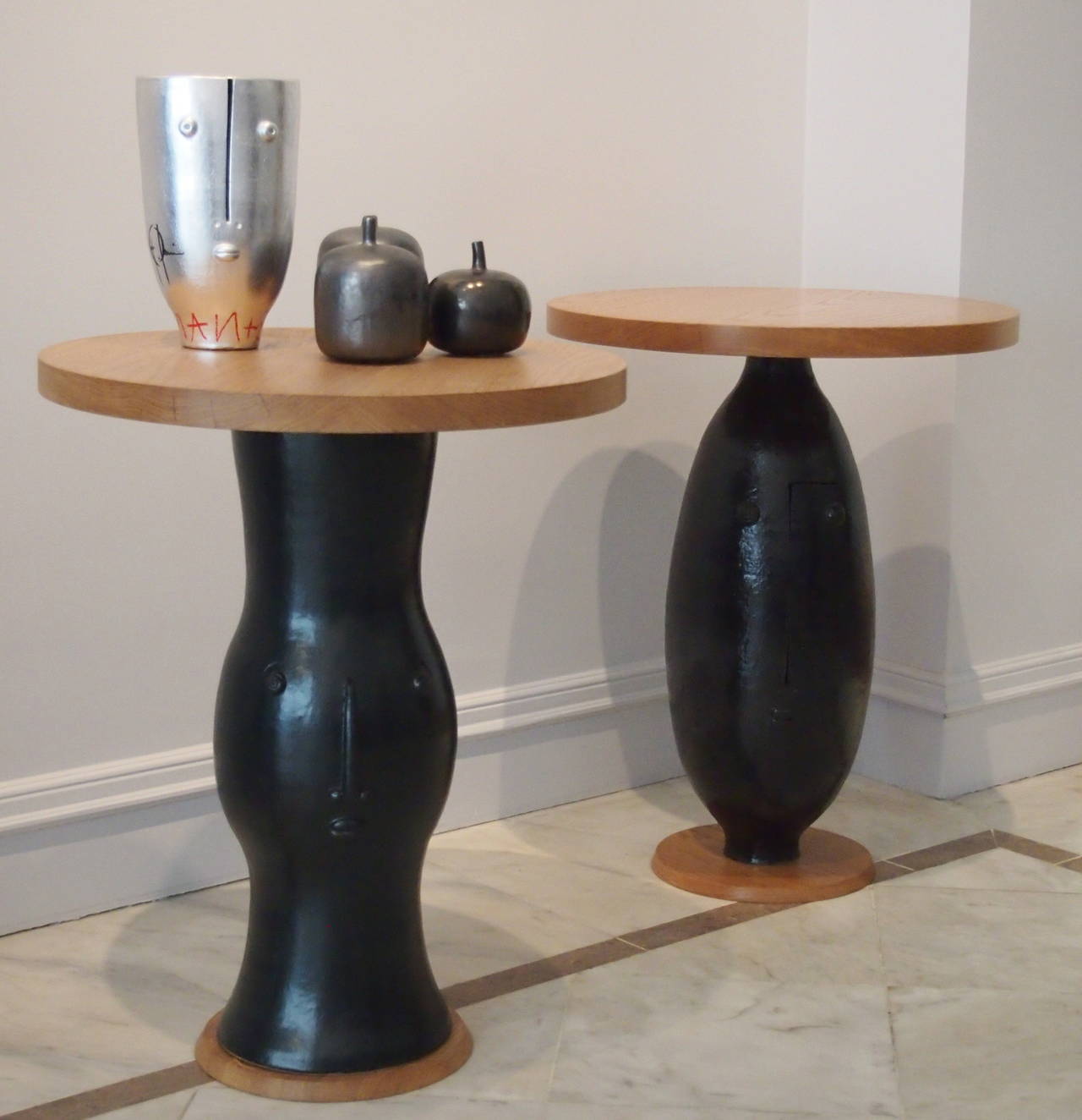 Ceramic and Oak Gueridon Table by DaLo 2