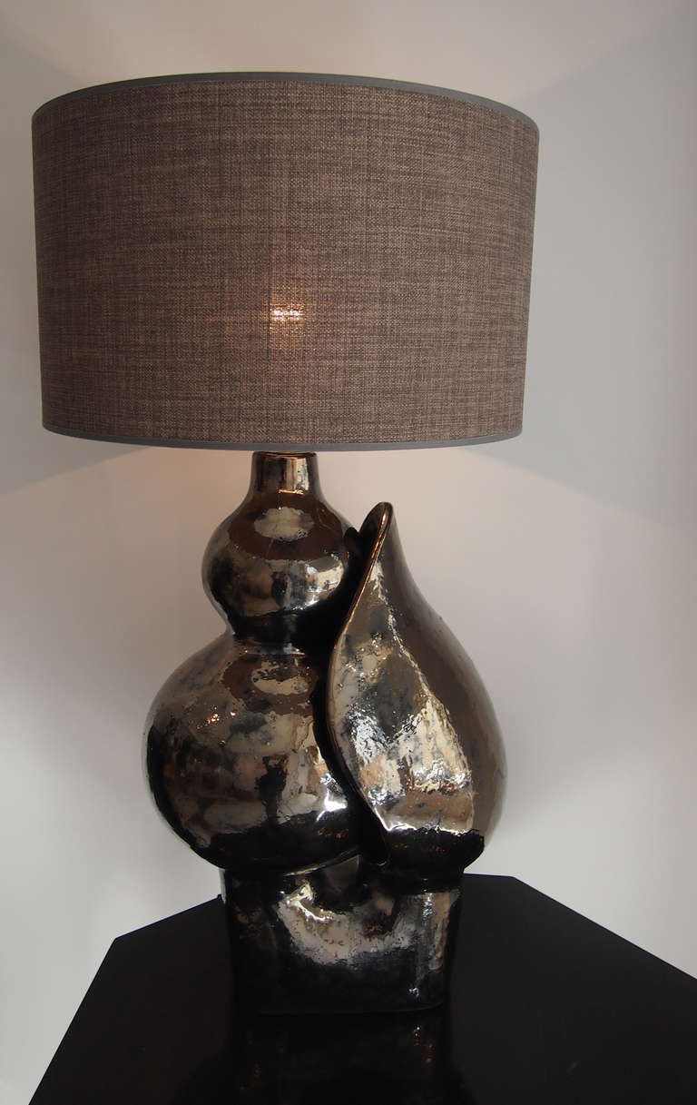 DALO Big Contemporary Silvered Ceramic Table Lamp