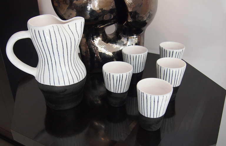 Jacques Innocenti Vallauris Ceramic Drinking Set 1950's 2