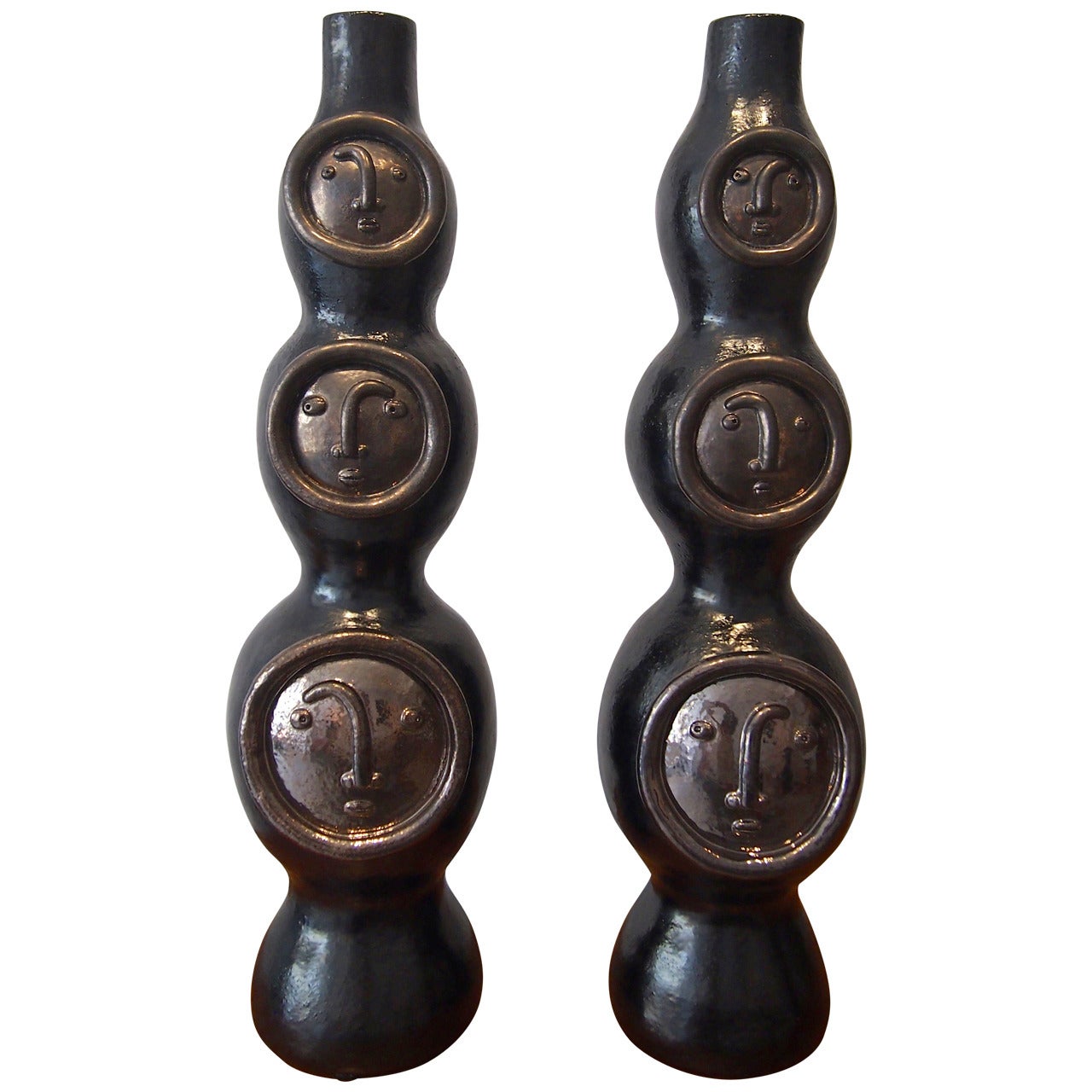 Pair of Ceramic Black base Lamps by Dalo