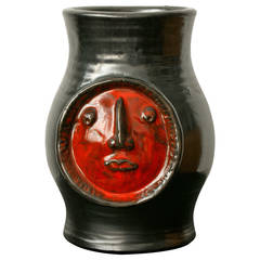 Robert and Jean Cloutier Black & Red Ceramic Vase