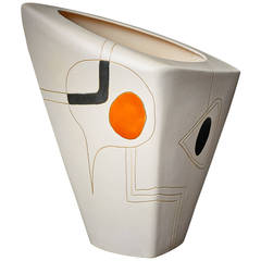Peter & Denise Orlando Large Ceramic Vase with Geometric Design, circa 1950