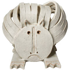 1970s Lion Ceramic Sculpture by Bruno Gambone 2
