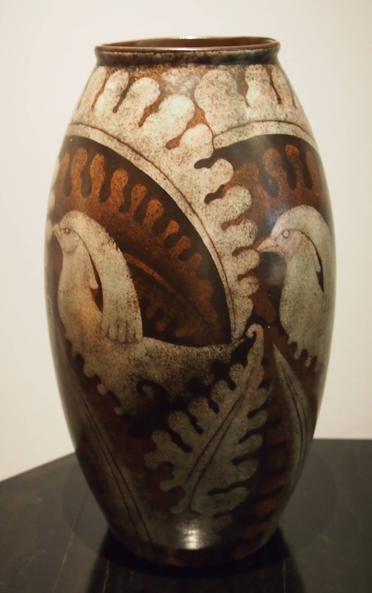Belgian Charles Catteau Art Deco Ceramic Bird Vase