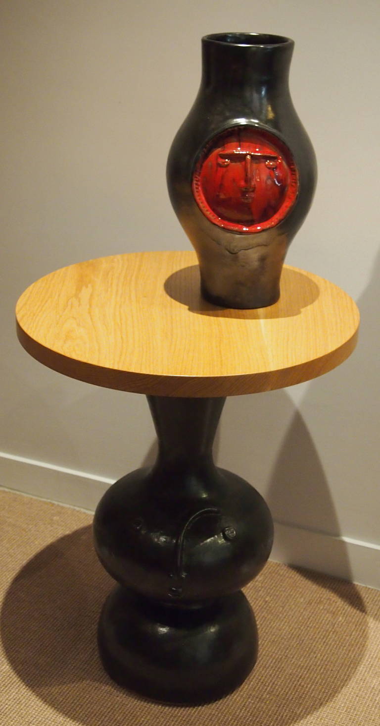 Robert & Jean Cloutier, Big Black and Red Ceramic Vase 3