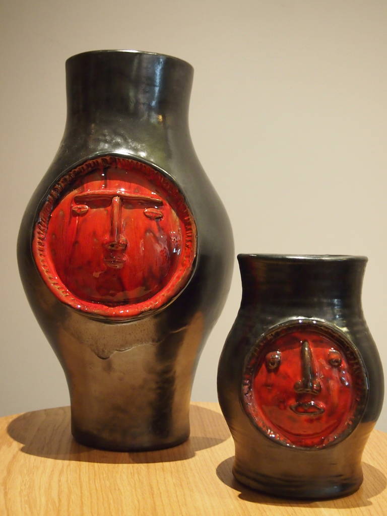 Robert & Jean Cloutier, Big Black and Red Ceramic Vase 2