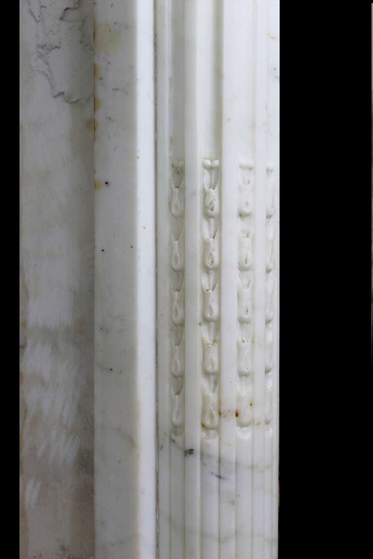 19th Century Antique Neoclassical Fireplace in an Extremely Fine Carrara Statuary Marble, Napoleon III Period For Sale