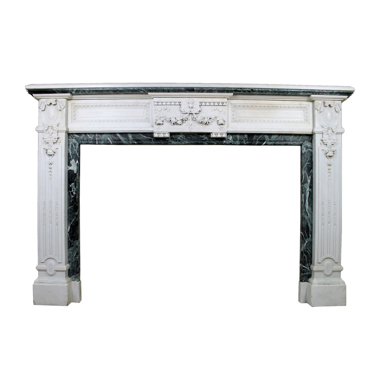 Antique Adam Style Fireplace Chimneypiece in Statuary Carrara Marble from the 19th Century For Sale