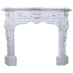 Exceptional Neo-Gothic Fireplace Chimneypiece in Statuary Carrara Marble