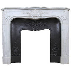 Antique "Majorelle" Fireplace Chimneypiece in White Carrara Marble, 19th Century