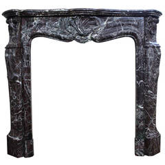 Antique Louis XV "Bordolese" Fireplace in Red Levanto Marble, 19th Century