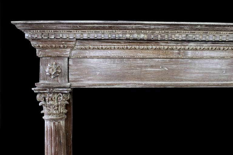 French Antique Louis XVI Oak Fireplace Chimneypiece, 19th Century For Sale