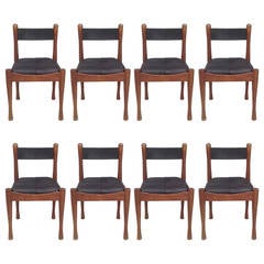 Set of Eight Leather and Wood Chairs by Silvio Coppola for Bernini 11