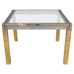 Vintage Extensible Chrome and Brass Dining Table