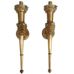 Pair of Bronze Sconces Attribuited to Maison Bagues