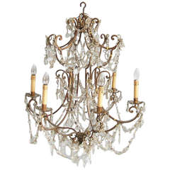 Louis Xv Style Six-light Gilt Metal And Crystal Chandelier