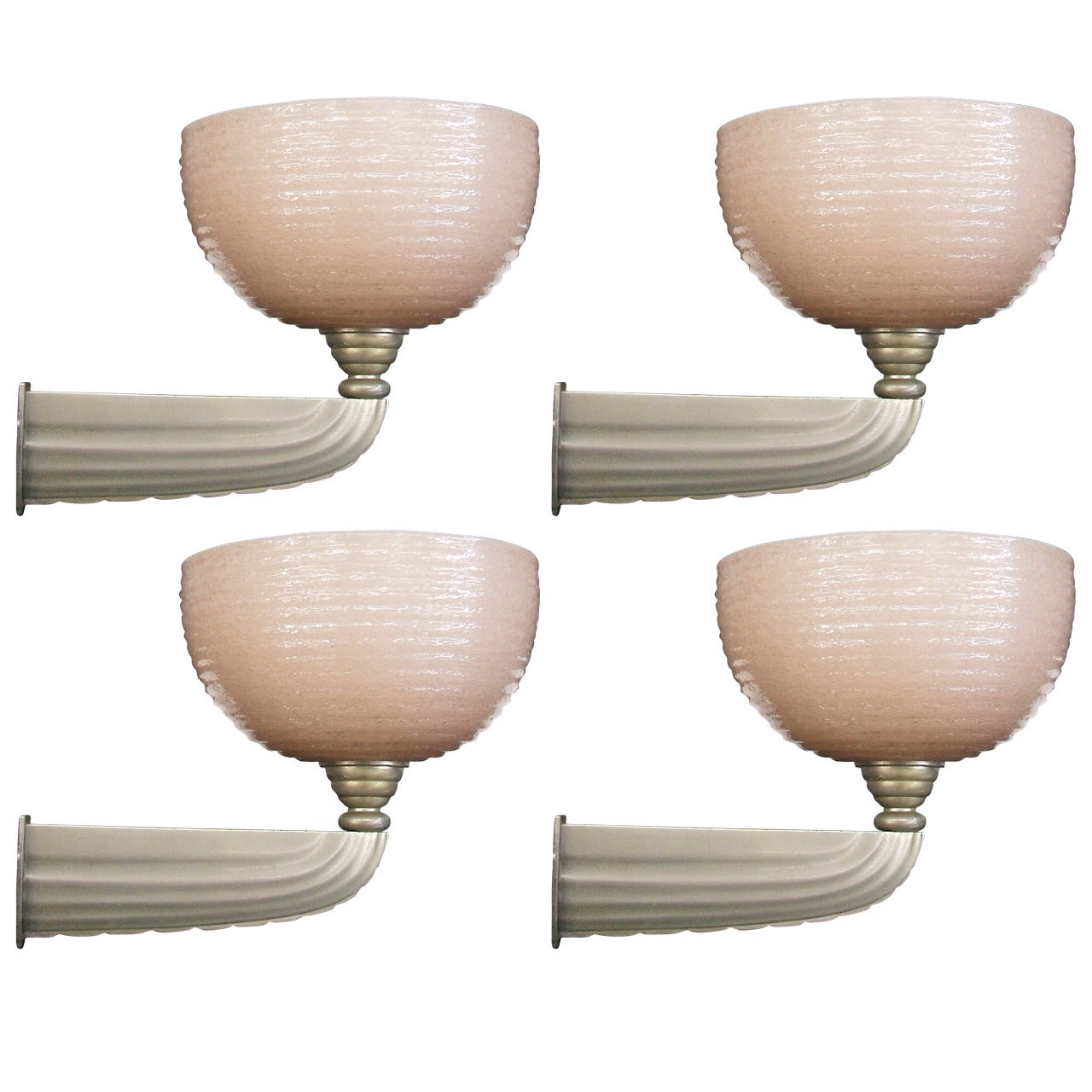 Magnificent Set of Four Art Deco Murano Glass Sconces